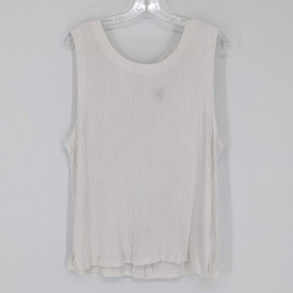 Anthropologie Cream Crepe Wrinkle Knit Button Back Viscose Montauk Tank Top XL - Picture 4 of 13